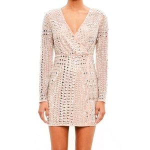 Peace + Love Premium Nude Stud Mini Dress